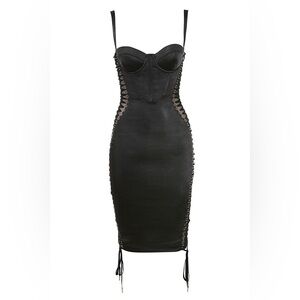 Satin Lace Up Corseted House of CB Dress (Never Worn)